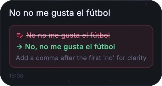 Inline correction with the reason: add a comma after the first 'no'