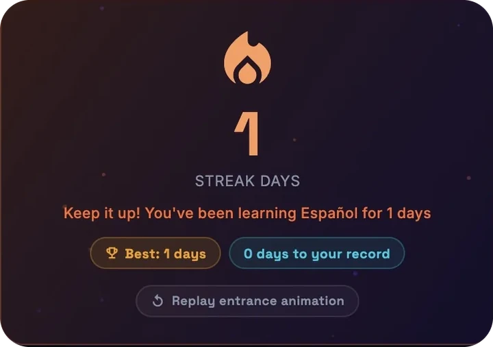Streak counter with best streak